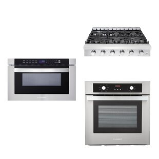 Cosmo 3 Piece Kitchen Appliance Package with 35.88'' Gas Cooktop , Wall Oven , and Microwave Drawer