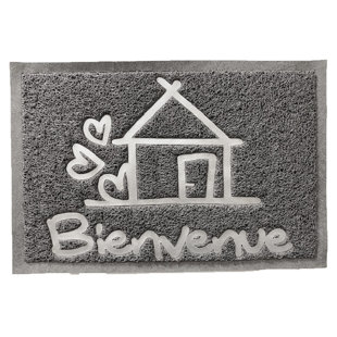 EVIDECO Outdoor Door Mat Bienvenue PVC 24 x 16 Grey