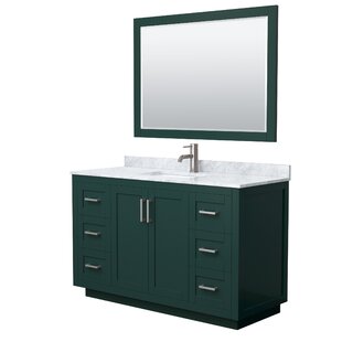 WYNDHAM COLLECTION Miranda 54" Freestanding Single Bathroom Vanity with Marble Top with 46" Mirror