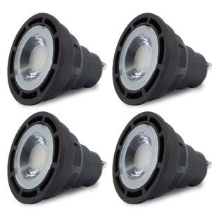 Sunlight2® GU10 120V AC, 7W Bulb, Dim to Warm, 3000K to 1800K, 24°Beam Angle, Black Finish. (Set of 4)