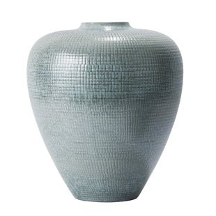 STUDIO A HOME Check Bulbous Vase-Reactive Silver Blue-Lg