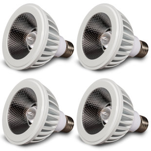 Sunlight2® PAR30 120V AC 14W Bulb, Dim to Warm, 3000K to 1800K, 24°Beam Angle, White Finish (Set of 4)