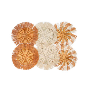 KORISSA Flor Geometric Wood Round Coaster (Set of 6)