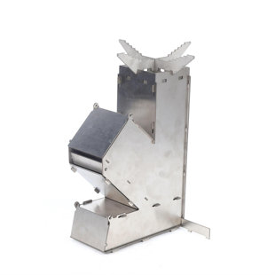 DENFER Foldable Camping Backpacking Burning Rocket Stove Lightweight Stainless Steel