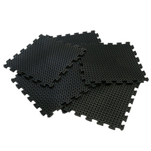 Eco-Drain Rubber-Cal, Inc. 1.66'' W x 1.66'' L Garage Flooring Drain Tiles in Black (Set of 4)