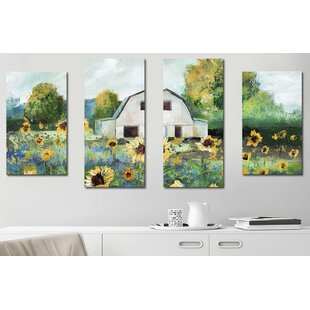 PICTURE PERFECT INTERNATIONAL "Sunflower Barn" By Nan Print On Canvas Set Of 4