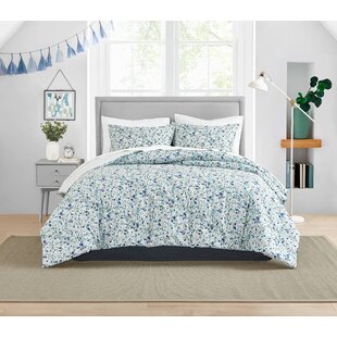 POPPY & FRITZ Olivia Blue/Green/Gray Standard Cotton Reversible Comforter Set