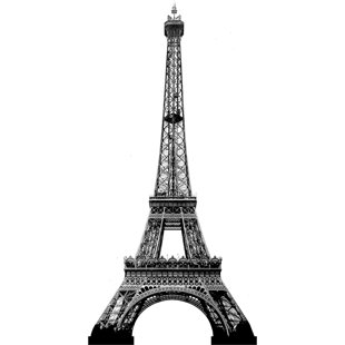 WET PAINT PRINTING H13170 Eiffel Tower Black And White Silhouette Cardboard Standup