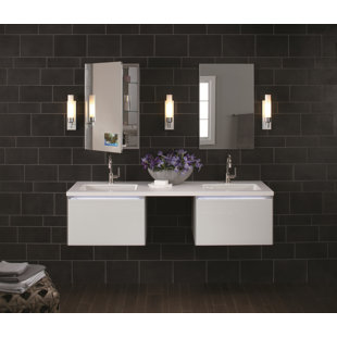 ROBERN Candre 15.25" x 39.38" Recessed or Surface Mount Frameless Medicine Cabinet with 4 Adjustable Shelves