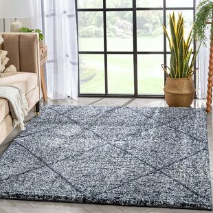 Well Woven Celeste Aviero Moroccan Diamond Shag Pattern Blue Thick Area Rug