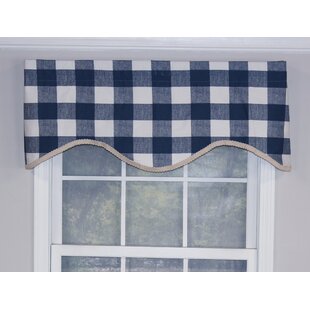 RLF HOME Checkered Cotton Blend Scalloped 50'' W Window Valance in