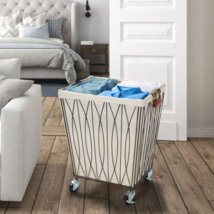 Artesa Verona Rolling Laundry Hamper Cart with Removable Canvas Bag