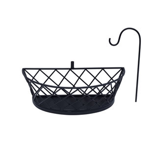 Gourmet Basics by Mikasa Lattice Farm Flatback Fruit Basket with Banana Hook, 13 Inch, Black
