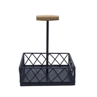 Gourmet Basics by Mikasa Lattice Farm Condiment Storage Caddy, 10.75 Inch, Black