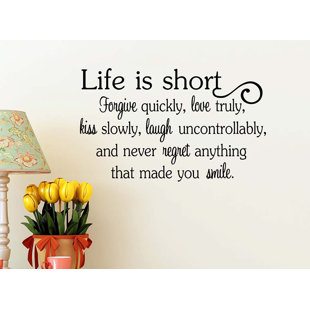 TRINX Life is Short Forgive Quickly Love Truly kiss Slowly Laugh uncontrollably 23 x 14 Vinyl Wall Art Quote Decal Sticker Decor Motivational Inspirational Decorative