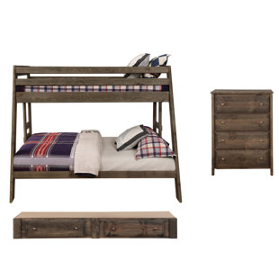 GREYLEIGH™ TEEN Acevedo Solid Wood Twin Over Full Bunk Bed 3 Piece Bedroom Set