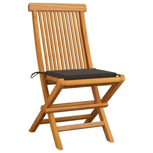 NYBUSINESS VidaXL Patio Chairs Outdoor Bistro Folding Chair with Cushions Solid Wood Teak (Set of 8)