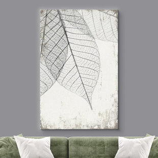 IDEA4WALL Minimal Botanical " Translucent Leaves III " Plant Vein Rustic Large Framed Canvas Print Wall Art