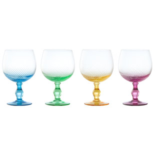 ANTON STUDIO DESIGNS Swirl 23.75oz. Glass Gin Balloon Glass Stemware Set (Set of 4)