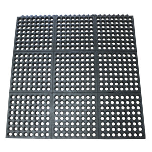 Dura-Chef Rubber-Cal, Inc. 3'' W x 3'' L Garage Flooring Tiles in Black