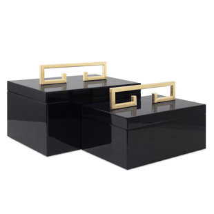 COUTURE, INC. Avondale Boxes, Black (Set of 2)