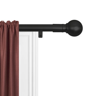CANORA GREY Ardith No Measuring Easy Install Adjustable Single Curtain Rod With Ball Finials, Black