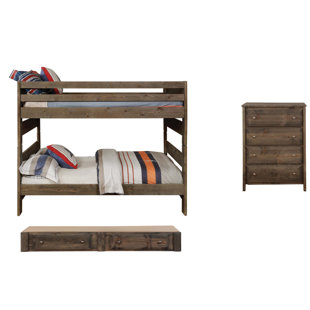 GREYLEIGH™ TEEN Acevedo Solid Wood Full Over Full Bunk Bed 3 Piece Bedroom Set