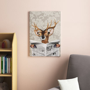 MACK + MILO Deer Reading Newspaper by Coco De Paris - Print on Canvas