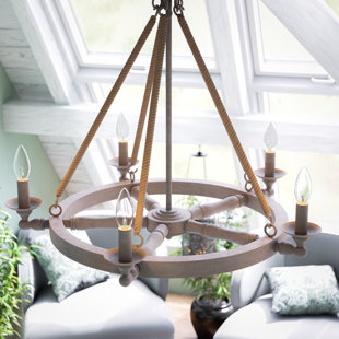 DOVECOVE Lobardy 5 - Light Dimmable Wagon Wheel Chandelier