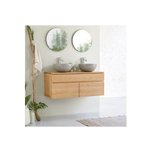 TIKAMOON Jacob 47'' Double Bathroom Vanity with Solid Wood Top