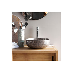 Tikamoon 13'' Marble Circular Bathroom Sink