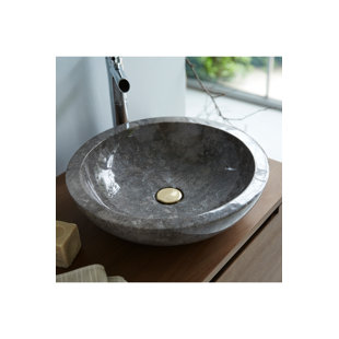 Tikamoon 17'' Gray Marble Circular Bathroom Sink