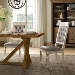 ROSDORF PARK Bulluck Tufted Side Chair in Metallic Platinum (Set of 2)