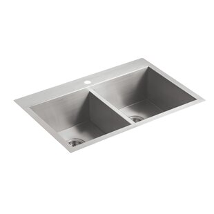 KOHLER Vault™ Double Bowl Kitchen Sink with Single Faucet Hole