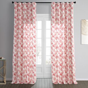 BAYOU BREEZE Gingras Coastal Leaf Cascade Printed Cotton Room Darkening Curtains - Single Panel