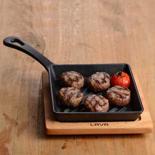 LAVA CAST IRON Lava Enameled Cast Iron Grill Pan 6 inch-Square