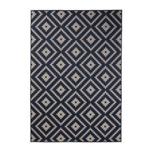 CORRIGAN STUDIO® Furnish My Place Outdoor Accent Diamond Rug Midnight Blue