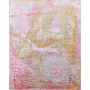 BOKARA RUG CO., INC. Hand-Knotted Abstract Pink/Light Gray/Yellow Area Rug