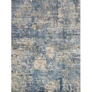 EXQUISITE RUGS Koda Abstract Handmade Hand-Loomed Blue/Ivory Area Rug