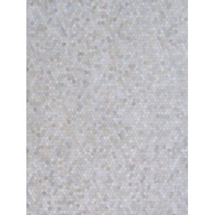 EXQUISITE RUGS Mosaic Leather Geometric Handmade Ivory Area Rug