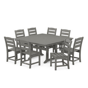 POLYWOOD® Lakeside 9-Piece Nautical Trestle Dining Set (Set of 9)