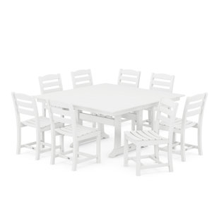 POLYWOOD® La Casa Café 9-Piece Farmhouse Trestle Dining Set (Set of 9)