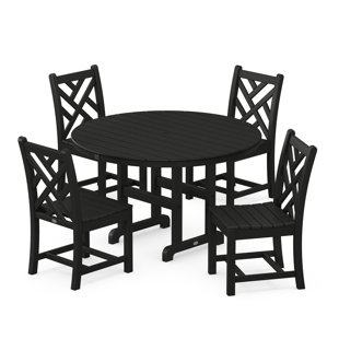 POLYWOOD® Chippendale 5-Piece Round Farmhouse Side Chair Dining Set (Set of 5)