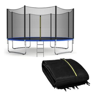 Gymax 14ft Replacement Trampoline Safety Enclosure Net W/ Zipper & Protection Buckles