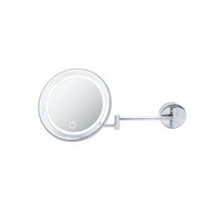 WS BATH COLLECTIONS Beauty Magnifying Lighted Metal Framed Wall Mounted Makeup / Shaving Mirror in Polished Chrome