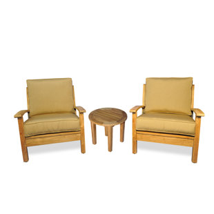 REGAL TEAK Teak 3 Piece Sunbrella Conversation Set with Cushions