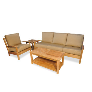 REGAL TEAK Teak 4 Piece Sunbrella Sofa Set with Cushions