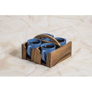 Kalmar Home Acacia Wood Coffee Mug Caddy