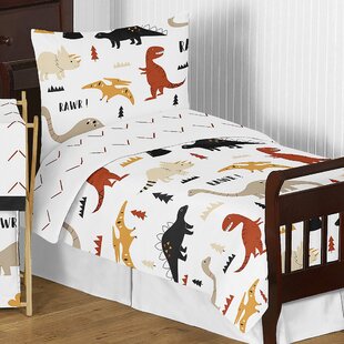 Mod Dinosaur Black And Orange 5 Piece Toddler Bedding Set By Sweet Jojo Designs (Set of 5)