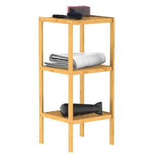 REBRILLIANT Eisl Bathroom Shelf with 3 Compartments Bamboo 34 x 33 x 80cm